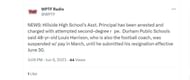 A tweet by WPTF Radio on Louis Harrison's arrest (Screenshot via Twitter/@WPTF)